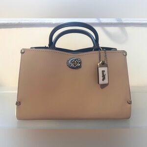 Coach Tan and Black Leather Satchel